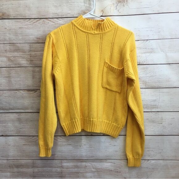 VINTAGE LIZWEAR CROPPED SWEATER IN MUSTARD YELLOW - Picture 1 of 5
